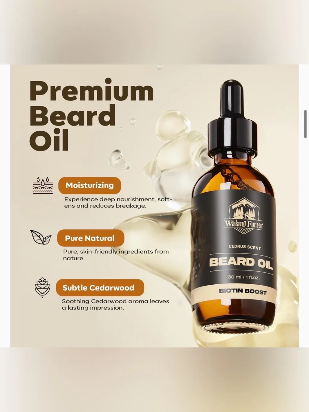 Waking Forrst Beard Care Set for Men Roller & Oil Sealed NWT